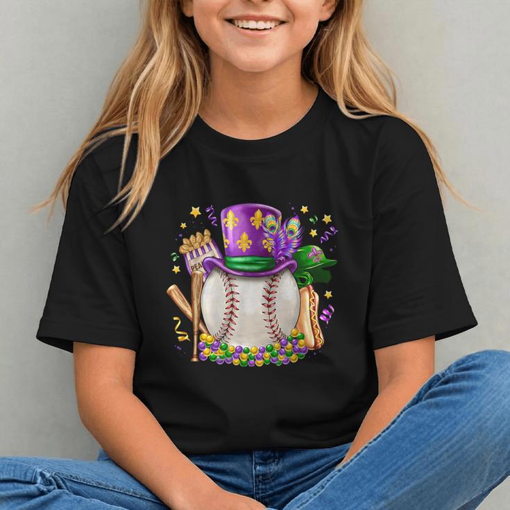 Mardi Gras Baseball Jester Hat Fleur De Lis Boys Girls Kids Graphic Youth