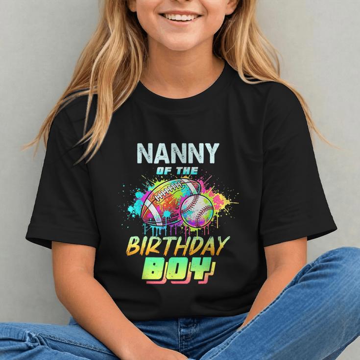 Nanny Of The Birthday Boy Baseball Football Colorful Graphic Youth