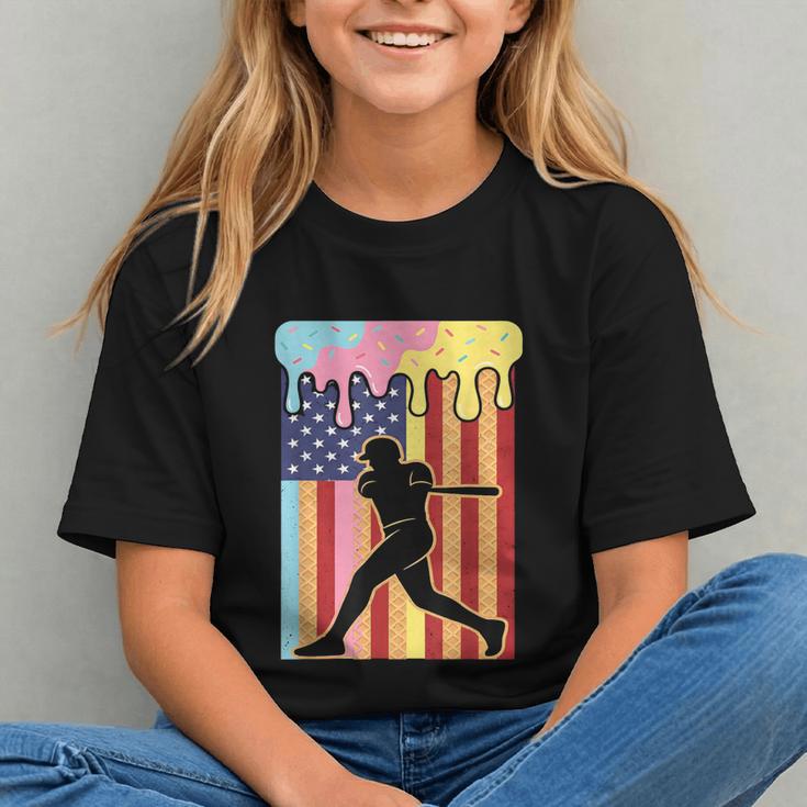 Retro Baseball Drip Boys Ice Cream Patriotic American Flag Graphic Youth Retro Baseball Drip Boys Ice Cream Patriotic American Flag Graphic Youth