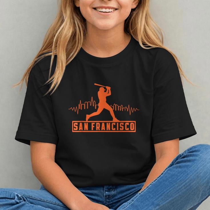 San Francisco Lovers Skyline Retro Baseball Heartbeat Men Graphic Youth San Francisco Lovers Skyline Retro Baseball Heartbeat Men Graphic Youth