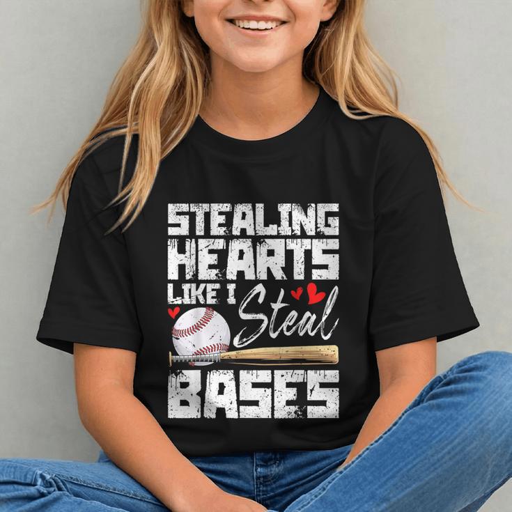 Stealing Hearts Like I Steal Bases Baseball Valentines Graphic Youth