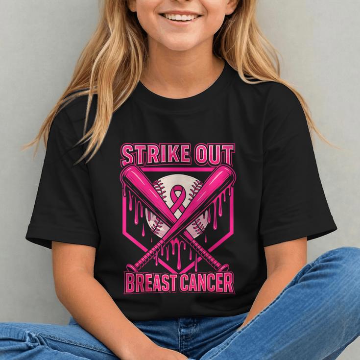 Strike Out Breast Cancer Baseball Ice Cream Drip Graphic Youth Strike Out Breast Cancer Baseball Ice Cream Drip Graphic Youth
