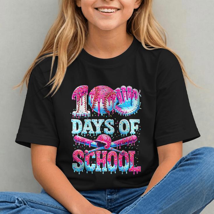 Survived 100 Days Of School Baseball Ice Cream Drip Boy Kids Graphic Youth