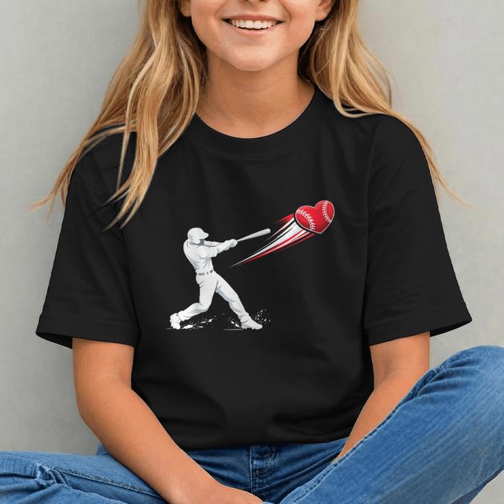 Valentines Day Baseball Batter Silhouette Heart Graphic Youth