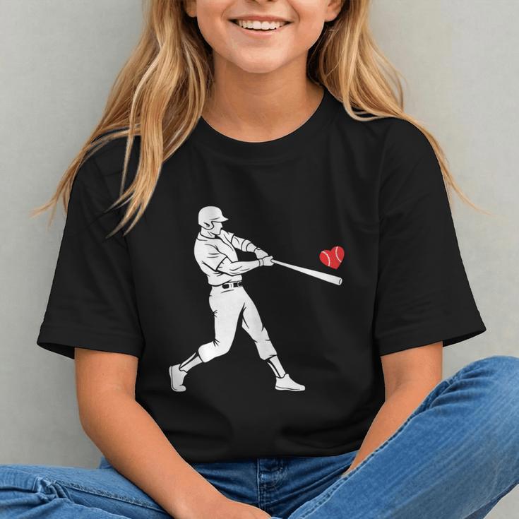 Valentines US Baseball Player Silhouette Heart Graphic Youth Valentines US Baseball Player Silhouette Heart Graphic Youth