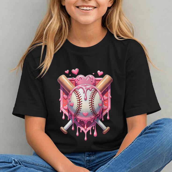 Women's Valentines Day Baseball Boys Ice Cream Drip Heart Youth Kids Graphic Youth