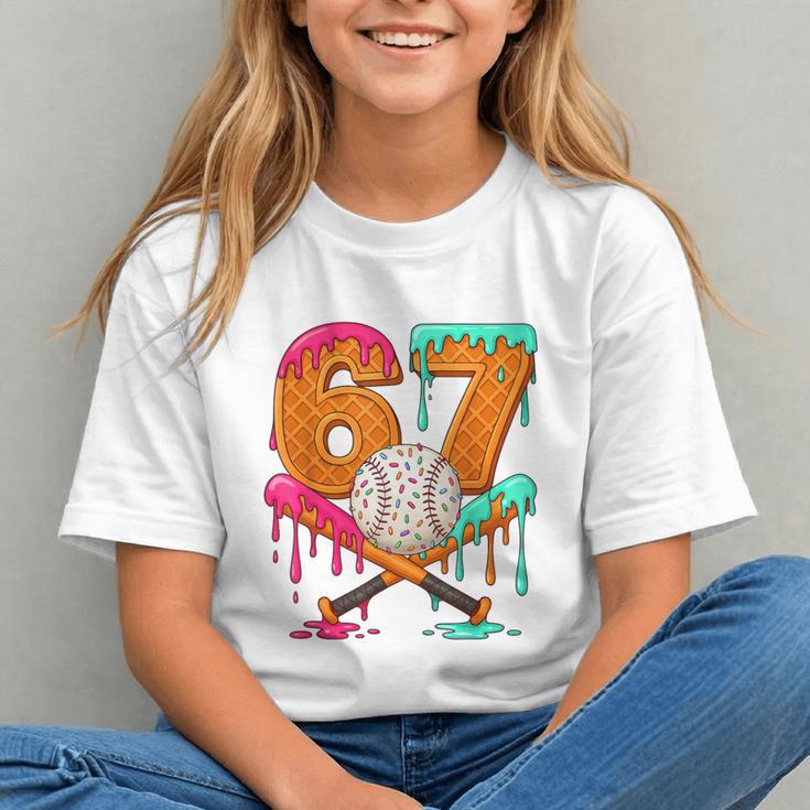 67 Ice Cream Drip Baseball Number 67 Player 67th Birthday Graphic Youth