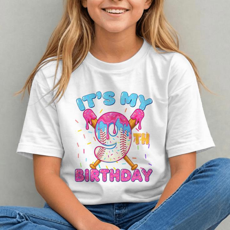 9th Birthday Baseball 9 Year Old Ice Cream Drip Boy Baseball Premium Tri-Blend Graphic Youth