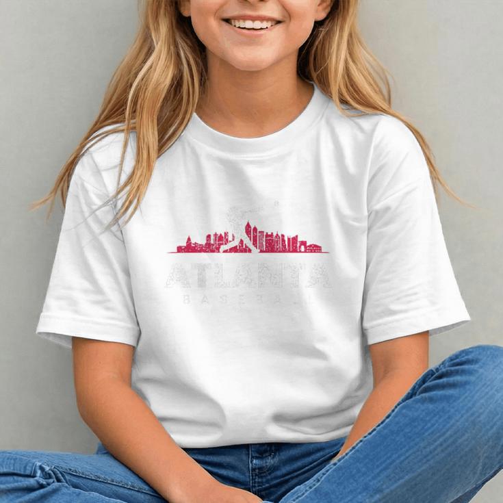 Atlanta Baseball Vintage Player Minimalist Skyline Retro Graphic Youth