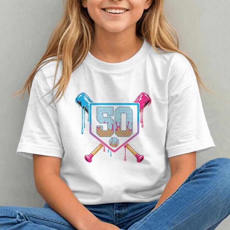 Baseball 50 Year Old Ice Cream Drip 50th Birthday Number 50 Graphic Youth Baseball 50 Year Old Ice Cream Drip 50th Birthday Number 50 Graphic Youth