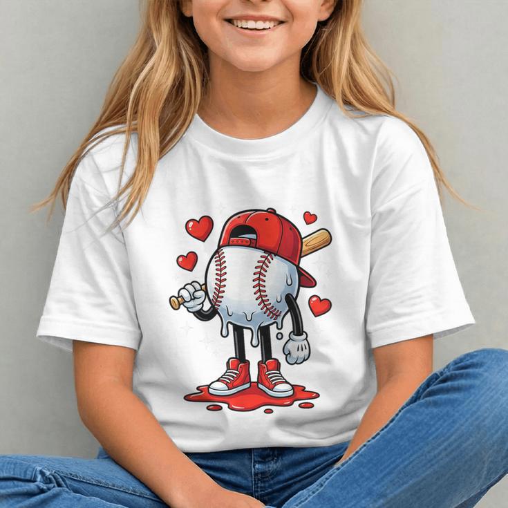 Baseball Ice Cream Drip Valentines Day Sports For Kids Boys Graphic Youth