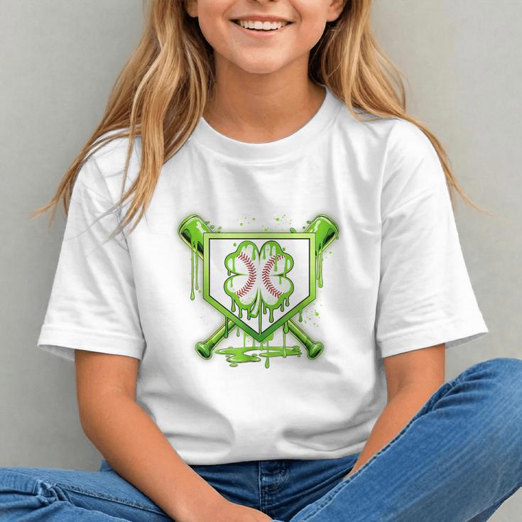 Baseball Icecream St Patrick's Day Lucky Charm Shamrock Drip Graphic Youth