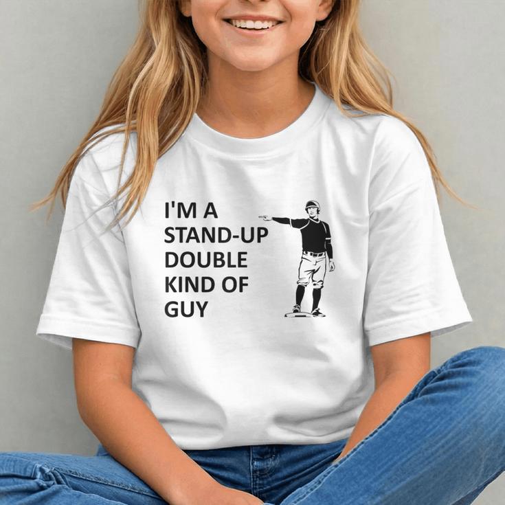 Baseball Pun Saying I'm a Stand Up Double Type Of Guy Graphic Youth