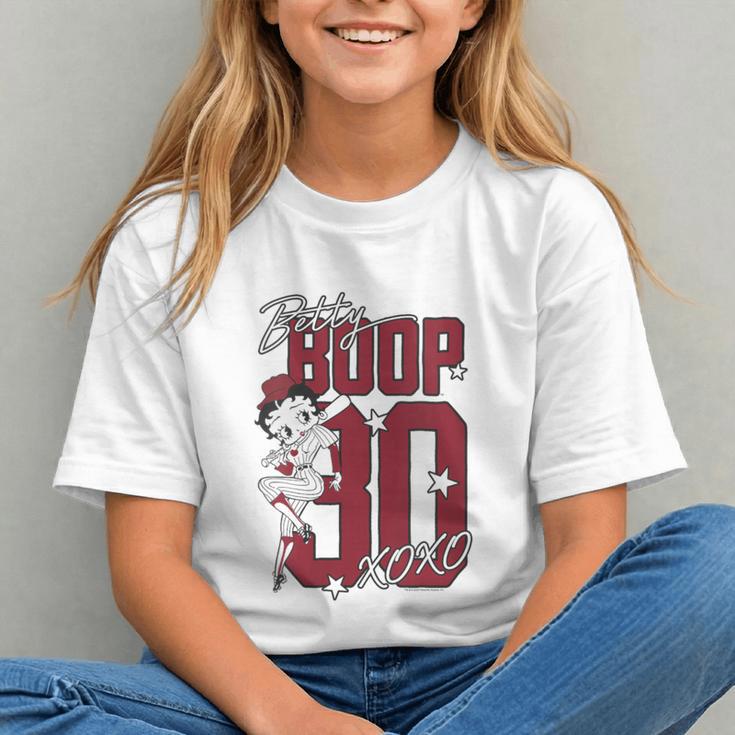 Betty Boop Baseball Logo Jersey With Stars Cute Cartoon Graphic Youth