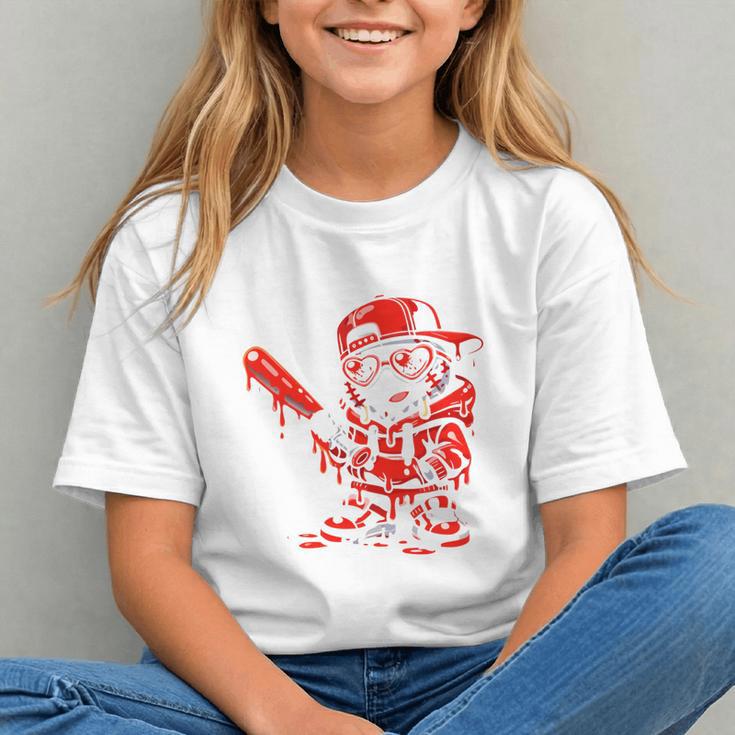 Drippy Baseball Mascot Valentine Heart Glasses Cartoon Graphic Youth Drippy Baseball Mascot Valentine Heart Glasses Cartoon Graphic Youth