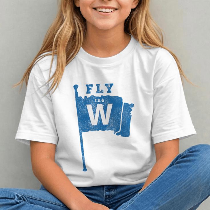 Fly The W Chicago Baseball Winning Flag Distressed Premium Tri-Blend Graphic Youth