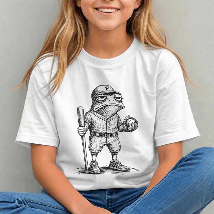 Frog Basketbal Men Women Grumpy Frog Playing Baseball Graphic Youth