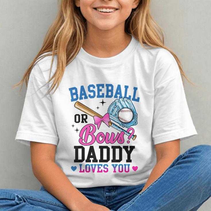 Gender Reveal Baseball Or Bows Daddy Loves You Graphic Youth Gender Reveal Baseball Or Bows Daddy Loves You Graphic Youth