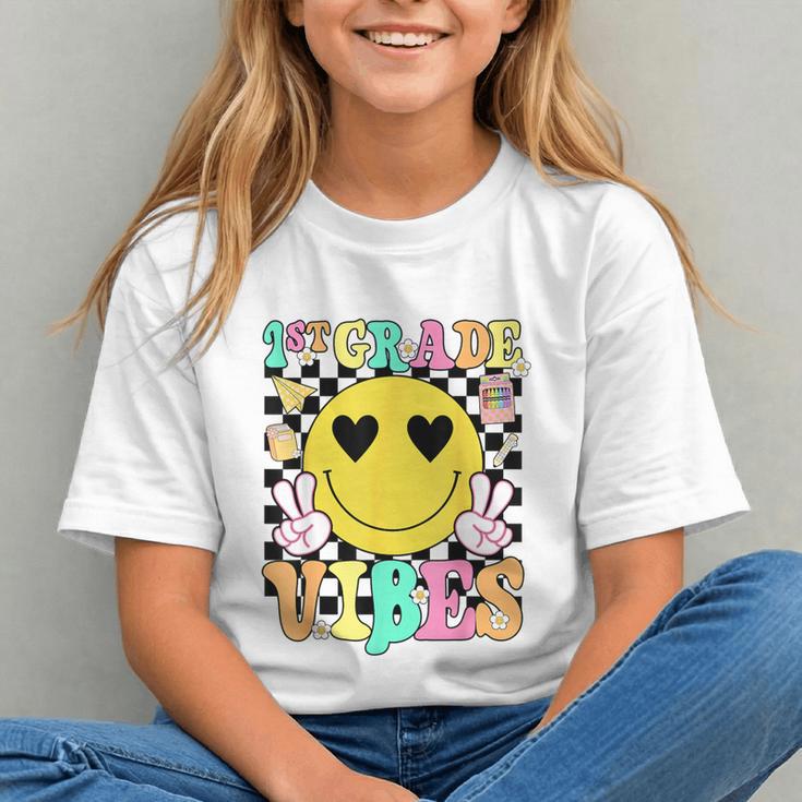 Girls 1st Grade Vibes Smile Face Back To School First Grade Graphic Youth Girls 1st Grade Vibes Smile Face Back To School First Grade Graphic Youth