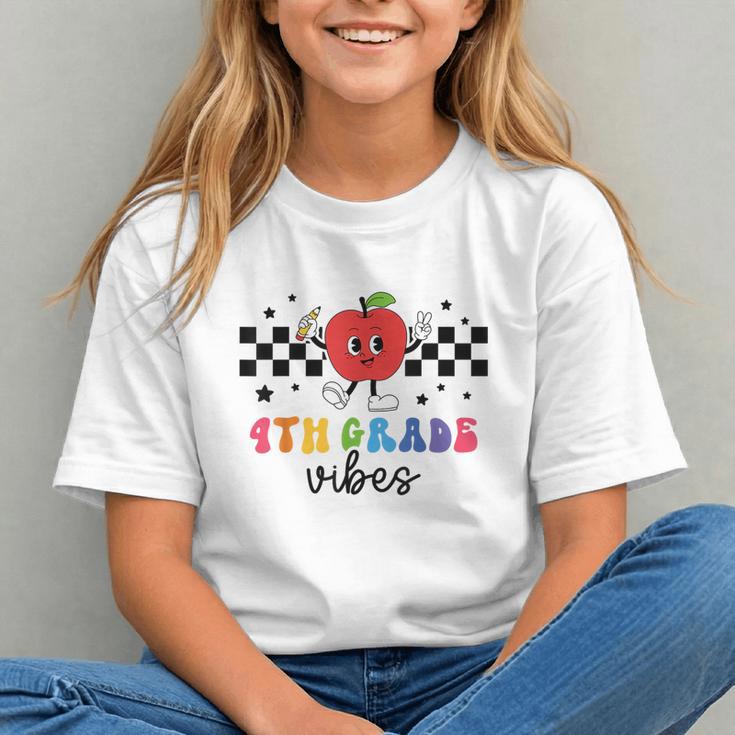 Groovy Apple 4th Grade Vibes Back to School Youth T-Shirt