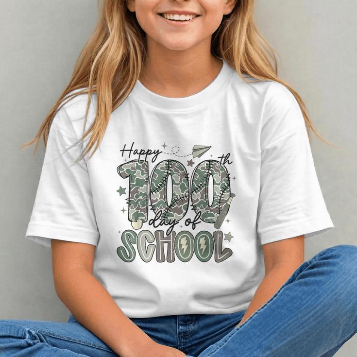 Happy 100th Day Of School Baseball Camo Boys Kids Toddler Graphic Youth