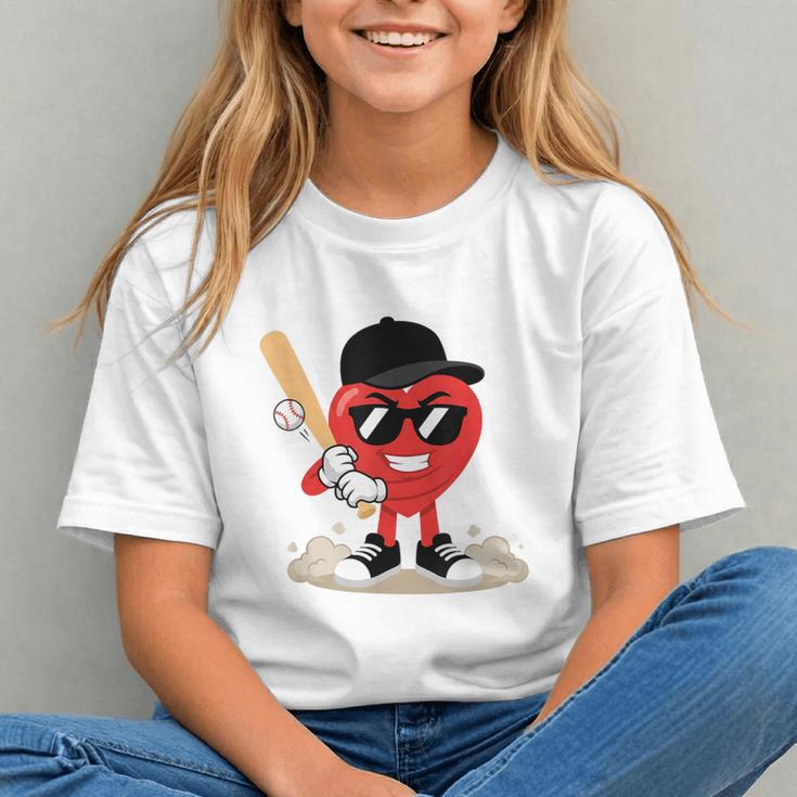 Heart Playing Baseball Valentine Baseball Graphic Youth