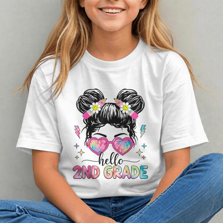 Hello 2nd Grade Messy Bun Girl Back To School First Day Graphic Youth Hello 2nd Grade Messy Bun Girl Back To School First Day Graphic Youth