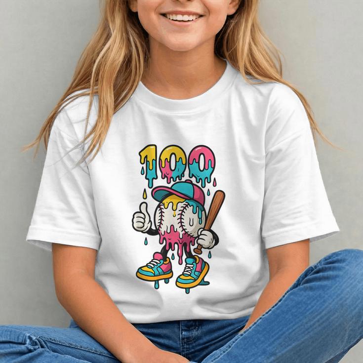 Ice Cream Drip Baseball Party 100 Days Of School Teacher Graphic Youth