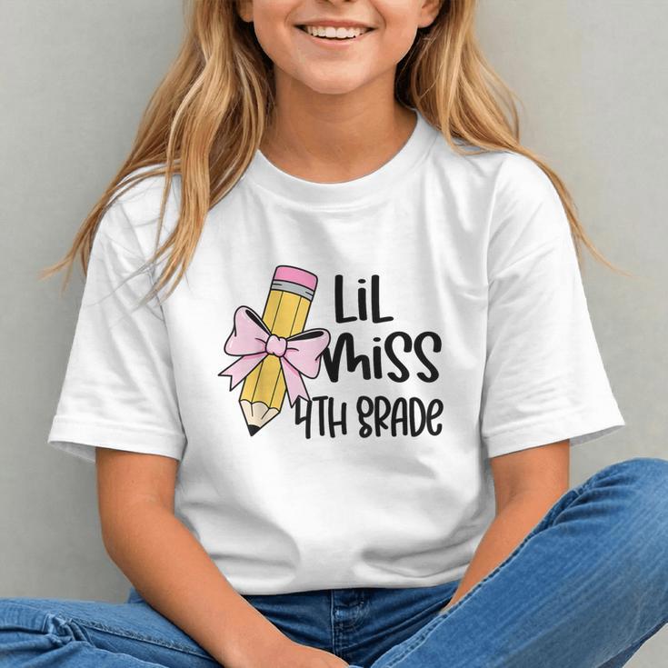 Lil Miss 4th Grade Coquette Bow Pencil Back To School Girls Graphic Youth Lil Miss 4th Grade Coquette Bow Pencil Back To School Girls Graphic Youth
