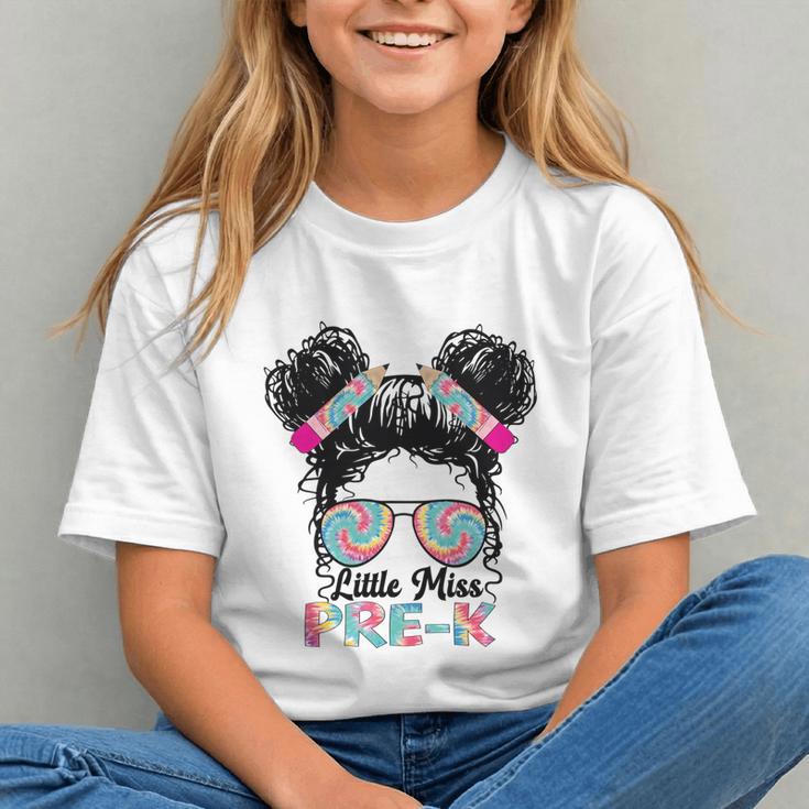 Little Miss Pre-K Messy Bun Back to School Youth T-shirt Little Miss Pre-K Messy Bun Back to School Youth T-shirt