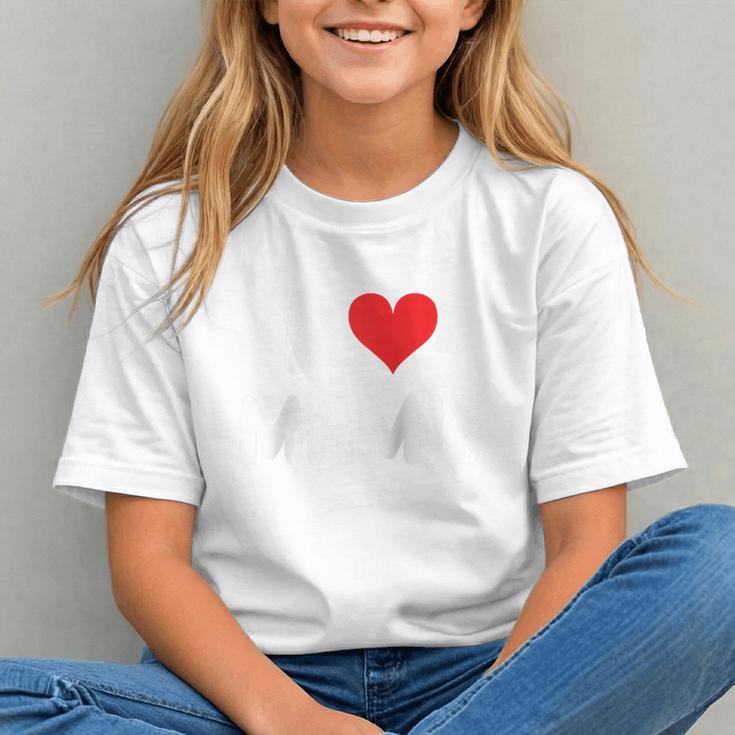 I Love Mamie Heart Grandma Grandmother Grandparent Raglan Baseball Tee Graphic Youth