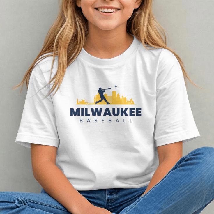 Milwaukee Baseball Minimalist City Skyline Baseball Lover Graphic Youth Milwaukee Baseball Minimalist City Skyline Baseball Lover Graphic Youth