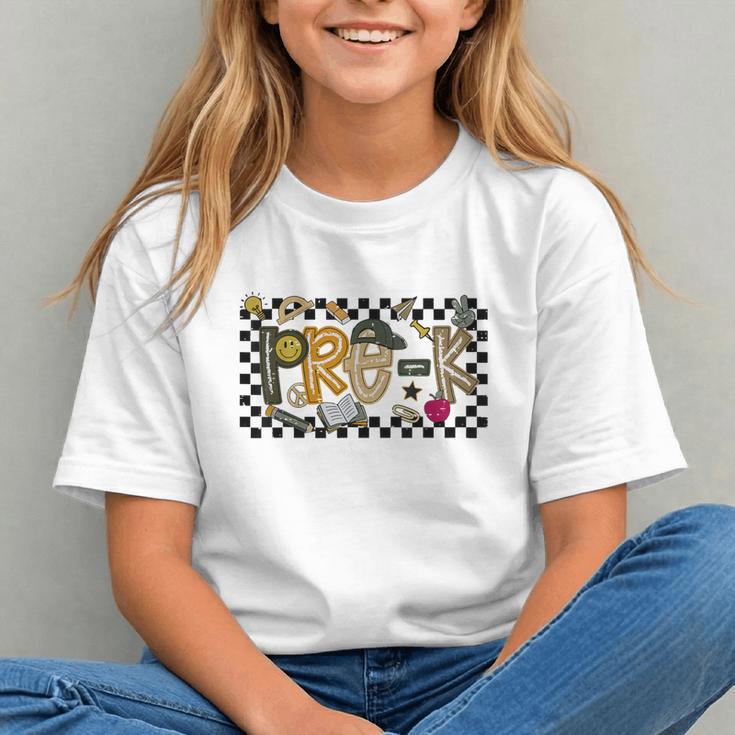 Pre-K Dude Retro Checkered Back to School Youth T-Shirt Pre-K Dude Retro Checkered Back to School Youth T-Shirt