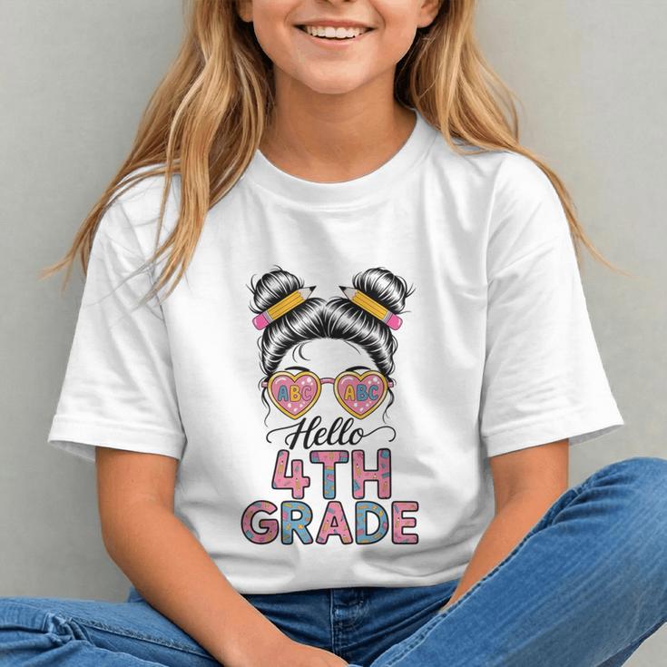 Rock 4th Grade with Messy Bun Vibes Back to School Youth T-Shirt Rock 4th Grade with Messy Bun Vibes Back to School Youth T-Shirt