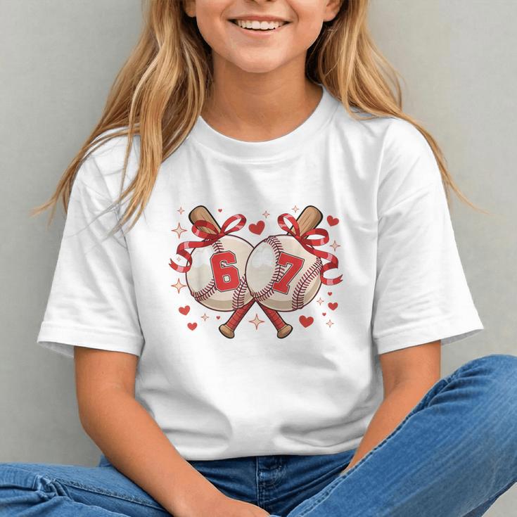 Six Seven 67 Meme Baseball Coquette Bow Valentine Graphic Youth Six Seven 67 Meme Baseball Coquette Bow Valentine Graphic Youth