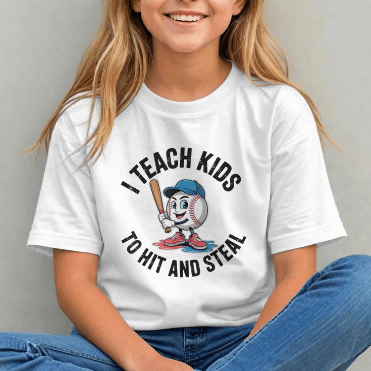 I Teach Kids To Hit And Steal Baseball Softball Coach Graphic Youth I Teach Kids To Hit And Steal Baseball Softball Coach Graphic Youth