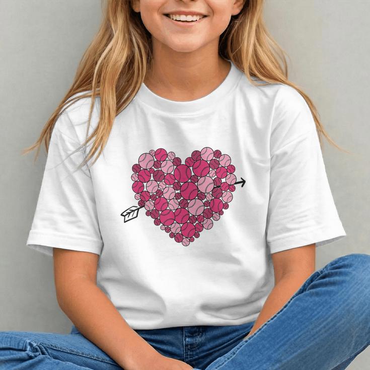 Valentine's Day Baseball Heart Softball Player Sports Lover Graphic Youth