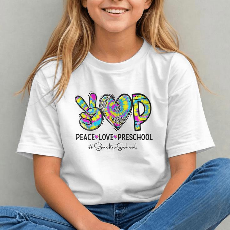 Vibrant Vibes for the First Day! Peace Love Preschool Youth T-shirt