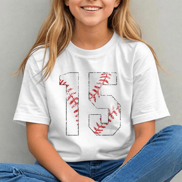 Vintage Distressed Baseball Number 15 Jersey Player Uniform Graphic Youth Vintage Distressed Baseball Number 15 Jersey Player Uniform Graphic Youth