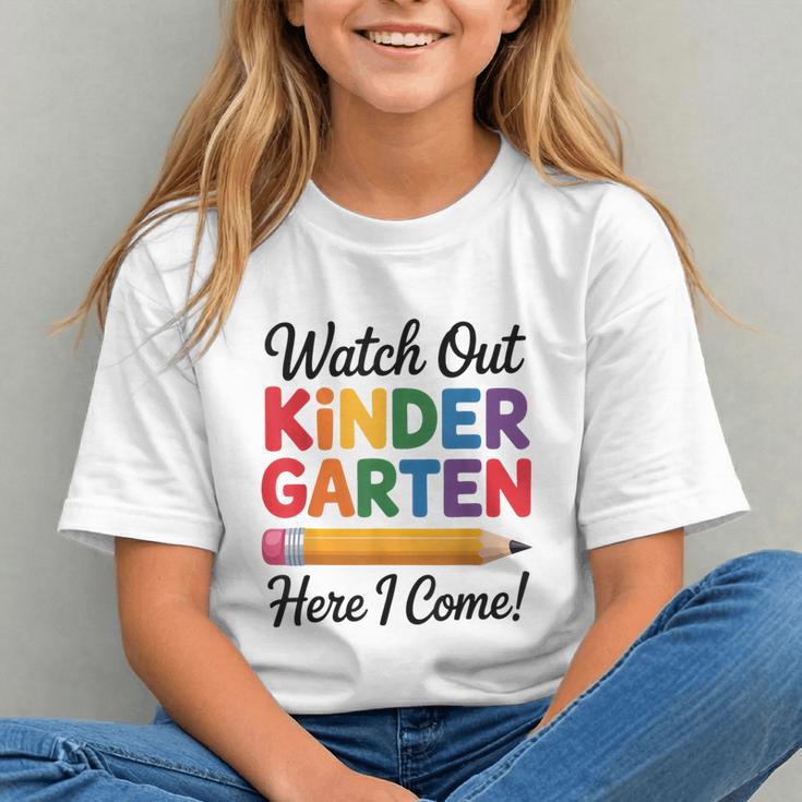 Watch Out Kindergarten Here I Come Back to School Youth T-Shirt