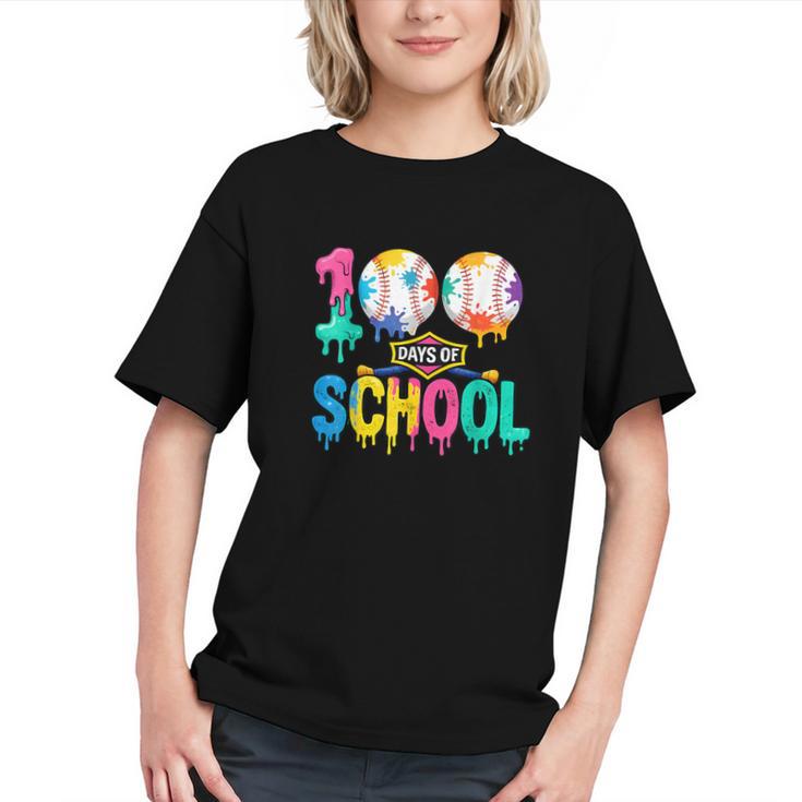 100 Days Of School Baseball Boys Kids Colorful 100th Day Graphic Youth