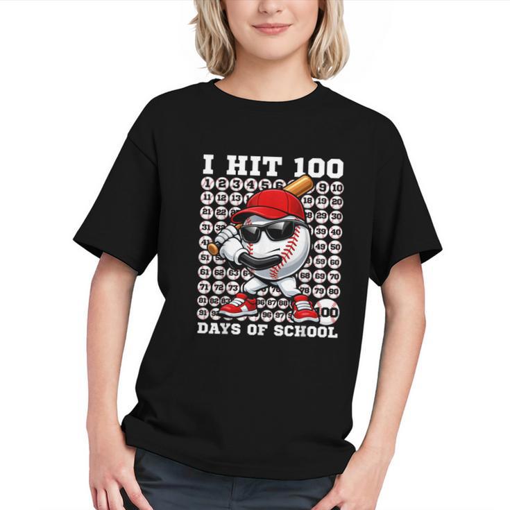 100 Days Of School Retro Baseball Sport For Boys Teachers Graphic Youth