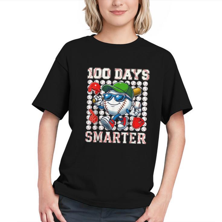 100 Days Smarter Baseball 100 Days Of School Boy Girl Kid Graphic Youth