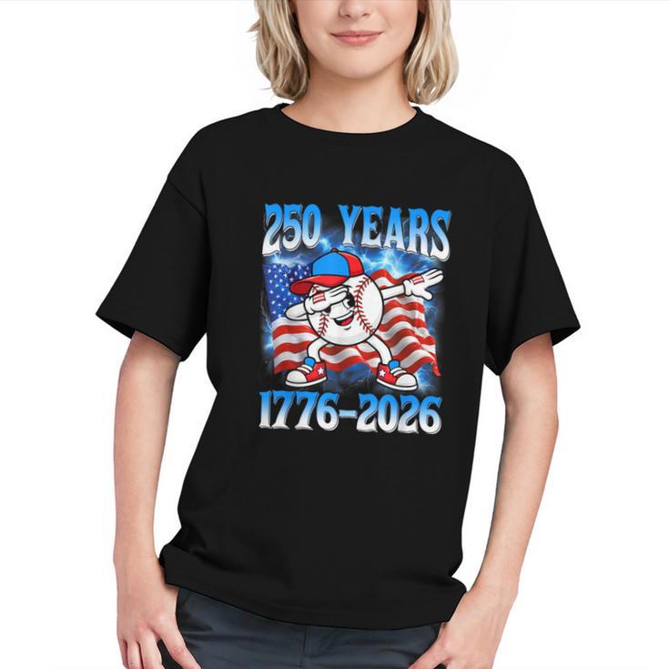 250 Years 1776 2026 250th Baseball American Flag 4th Of July Graphic Youth