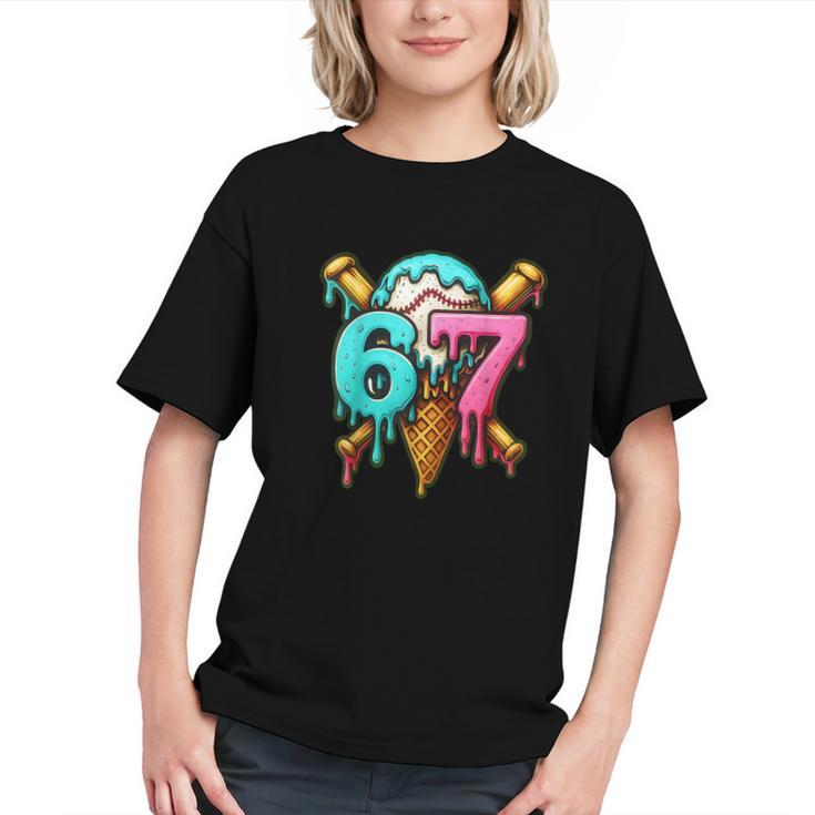 67 Baseball Ice Cream Drip Kids Graphic Youth