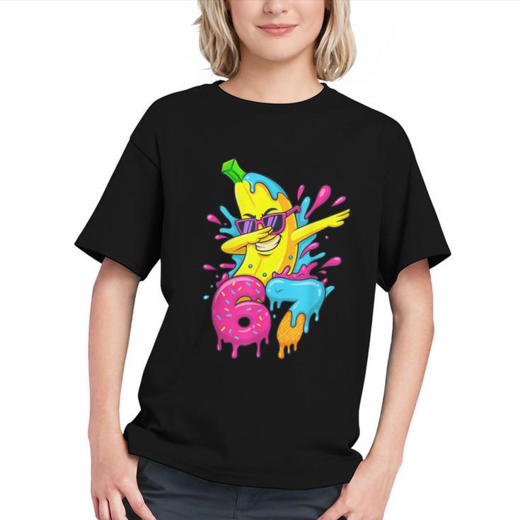 67 Dabbing Banana Baseball 6 7 Dripping Ice Cream Meme Graphic Youth