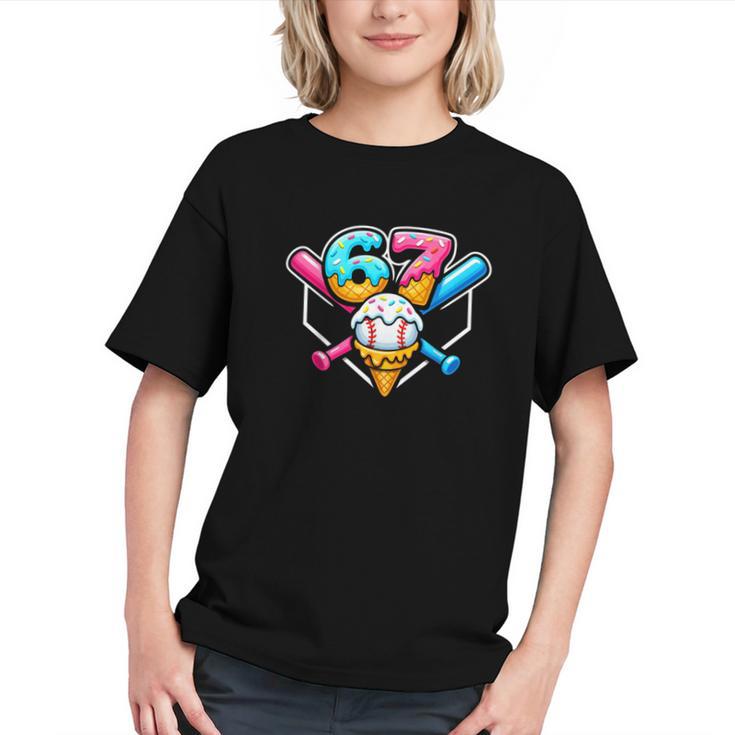 67 Ice Cream Drip Baseball Meme Six Seven Gen Alpha Slang Graphic Youth