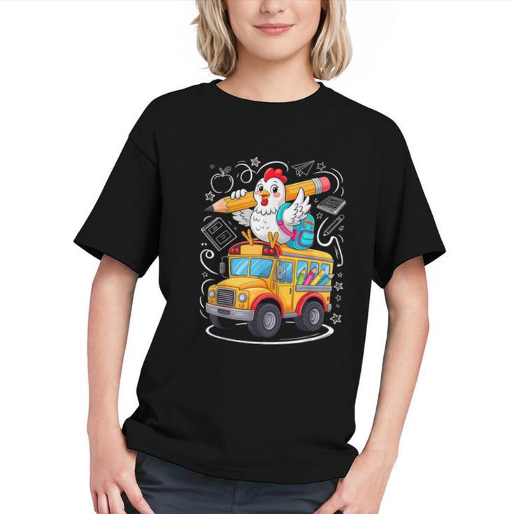 Back To School Chicken School Bus 100 Days Of School Graphic Youth