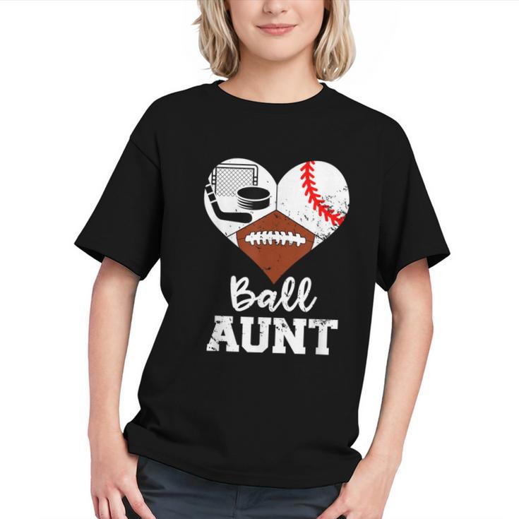 Ball Aunt Heart Football Baseball Hockey Game Day Graphic Youth