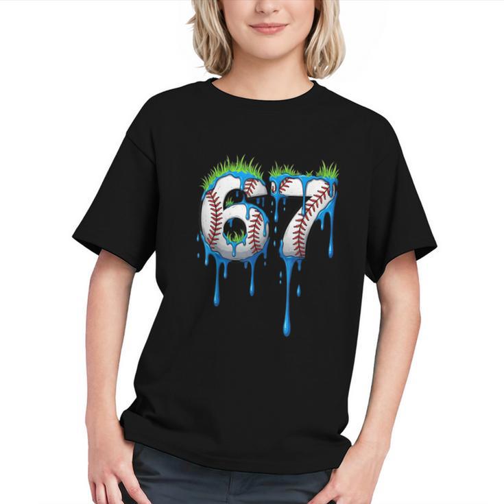 Baseball 67 Six Seven Gen Alpha Meme Blue Drip Boys Graphic Youth